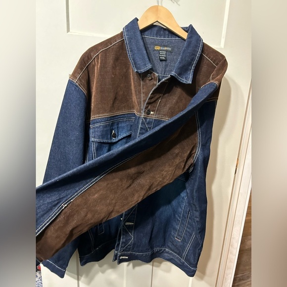 Men's Denim and Brown Jacket - Picture 3 of 6